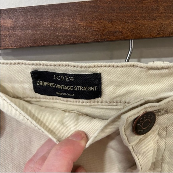 J.Crew Cropped Vintage Straight Cream Ivory Distressed Jeans Women’s Size 31” - Picture 3 of 6